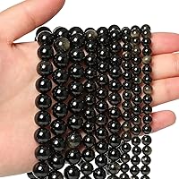 Vista 14 de Aproximadamente 35 piezas de cuentas de piedra natural de 10mm (0.39 pulgadas), cuentas de obsidiana negra, gemas de cristal para hacer joyas