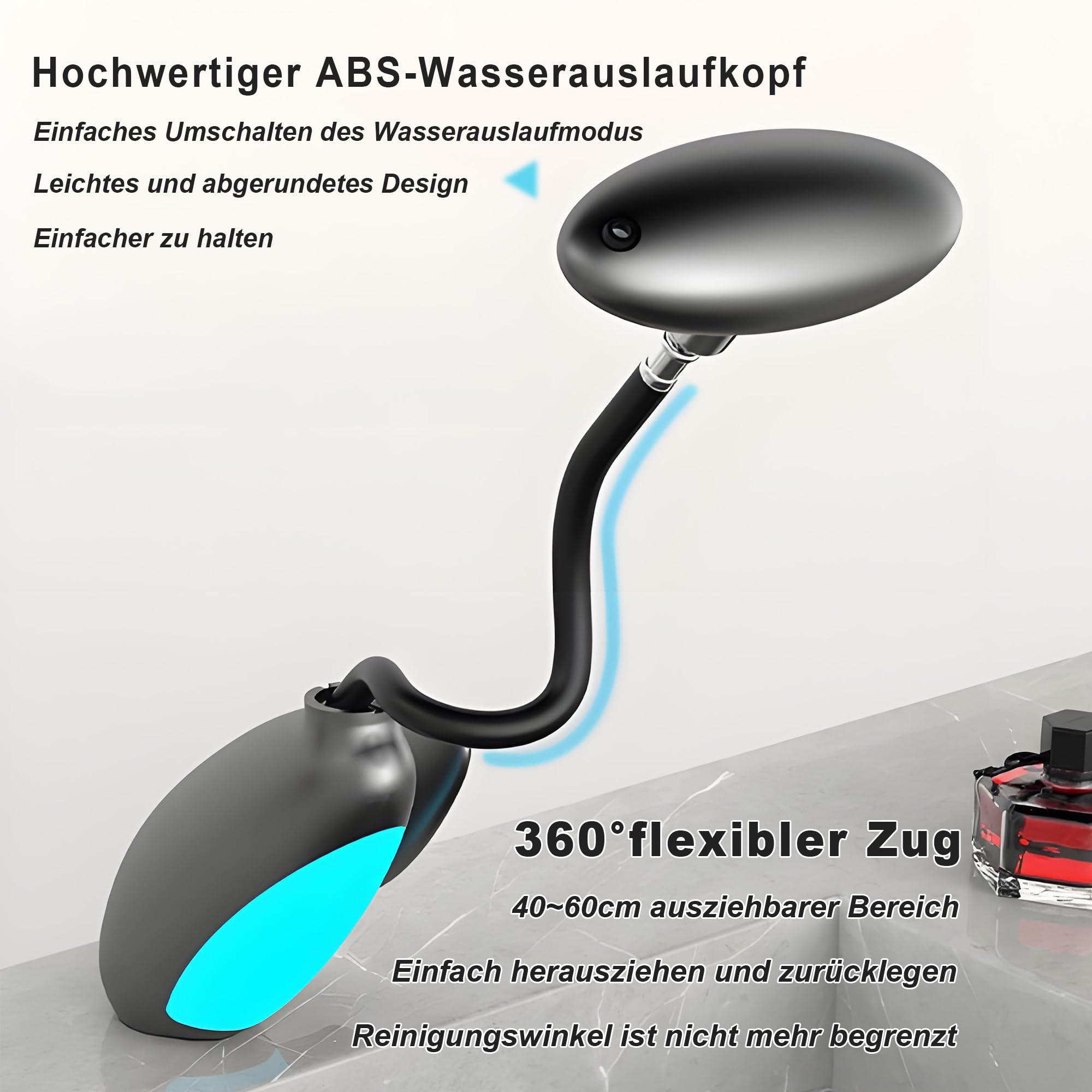 MocArt H3435 Kreativer Wasserhahn, 4-Modus-Wasserauslass, Bad Auszug Waschbecken Wasserhahn, Hotel Warm und Kaltmischhahn, Keramikventilkern, Wassersparendes Design (Weiß)