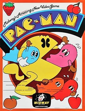 1980 Game Room 12x16 Pac-Man Poster Iconic Pop Culture Vintage Video Game By Midway Namco