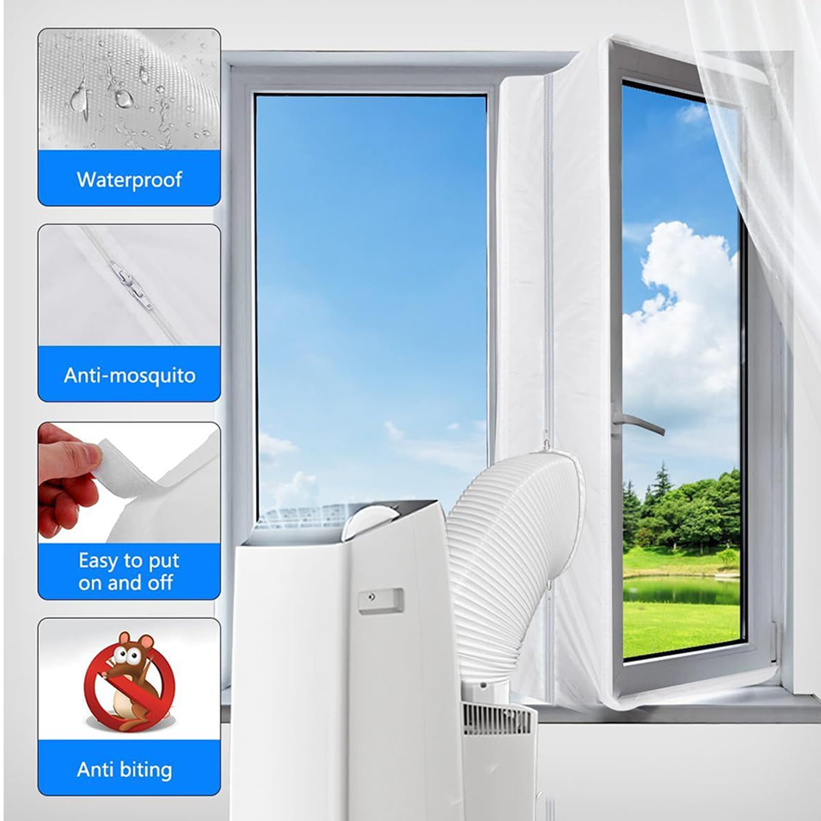 Guarnizione Finestra Per Condizionatore – Tessuto Isolante | Kit Universale Portatile | Barriera Termica Con Cerniera Per Climatizzazione E Asciugatrice