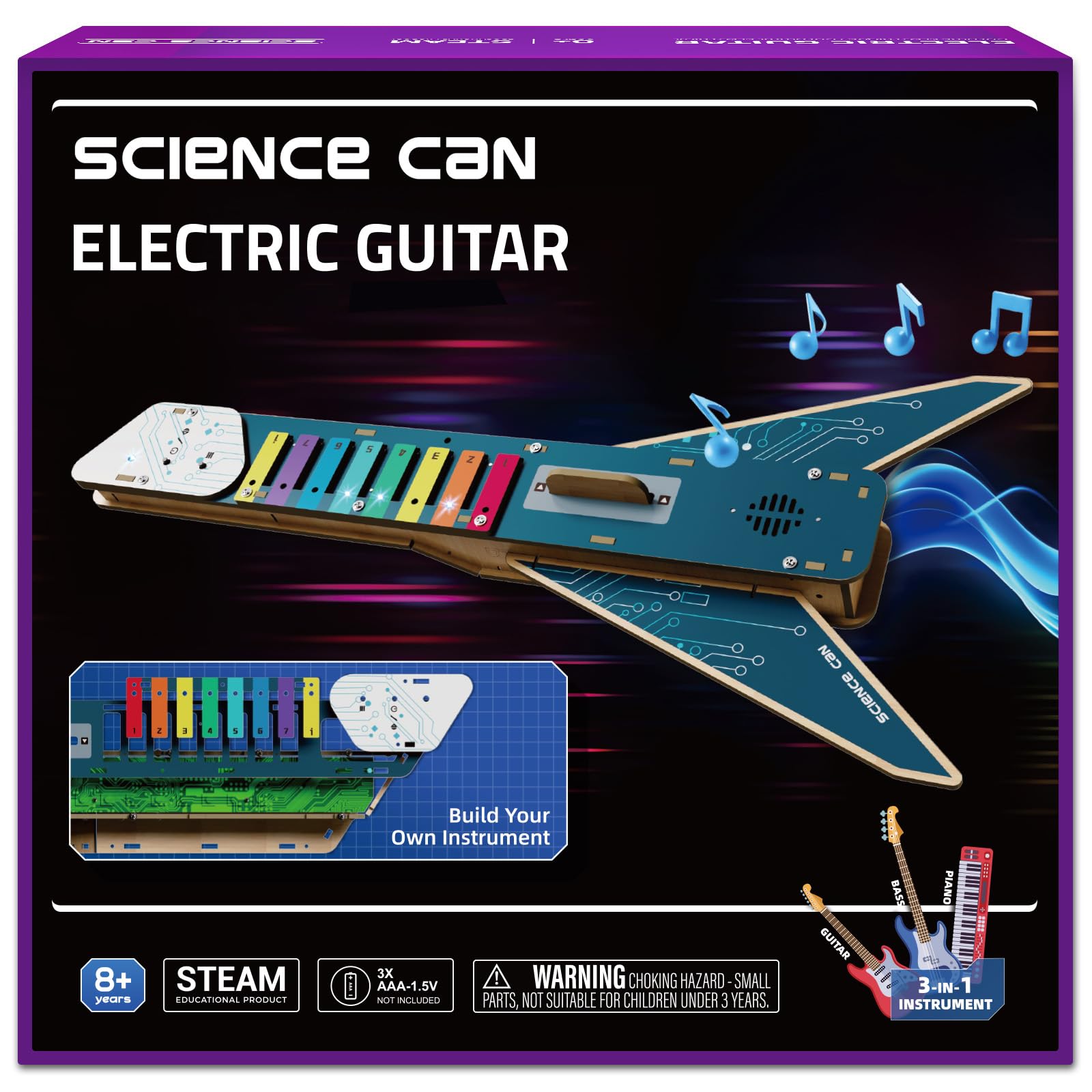 Science Can Science Kit for Kids Age 8-12, DIY Electronics Guitar Stem Kits, 3D Wooden Puzzles Building Own Musical Instruments, Great Gifts Stem Toys for Ages 8-13 Boys & Girls