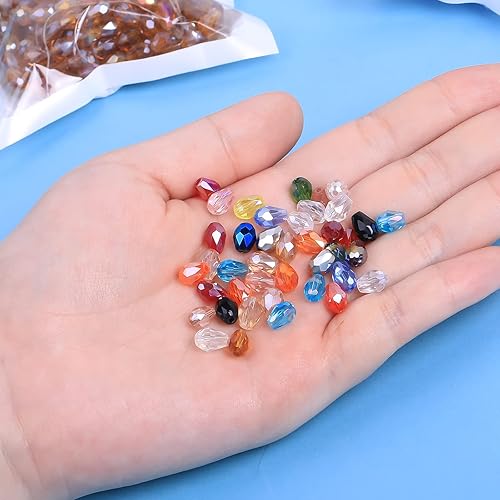 Miniatura 5 de 330 cuentas de cristal de lágrima gris para la fabricación de joyas, cuentas espaciadoras sueltas de color AB con forma de agujero vertical