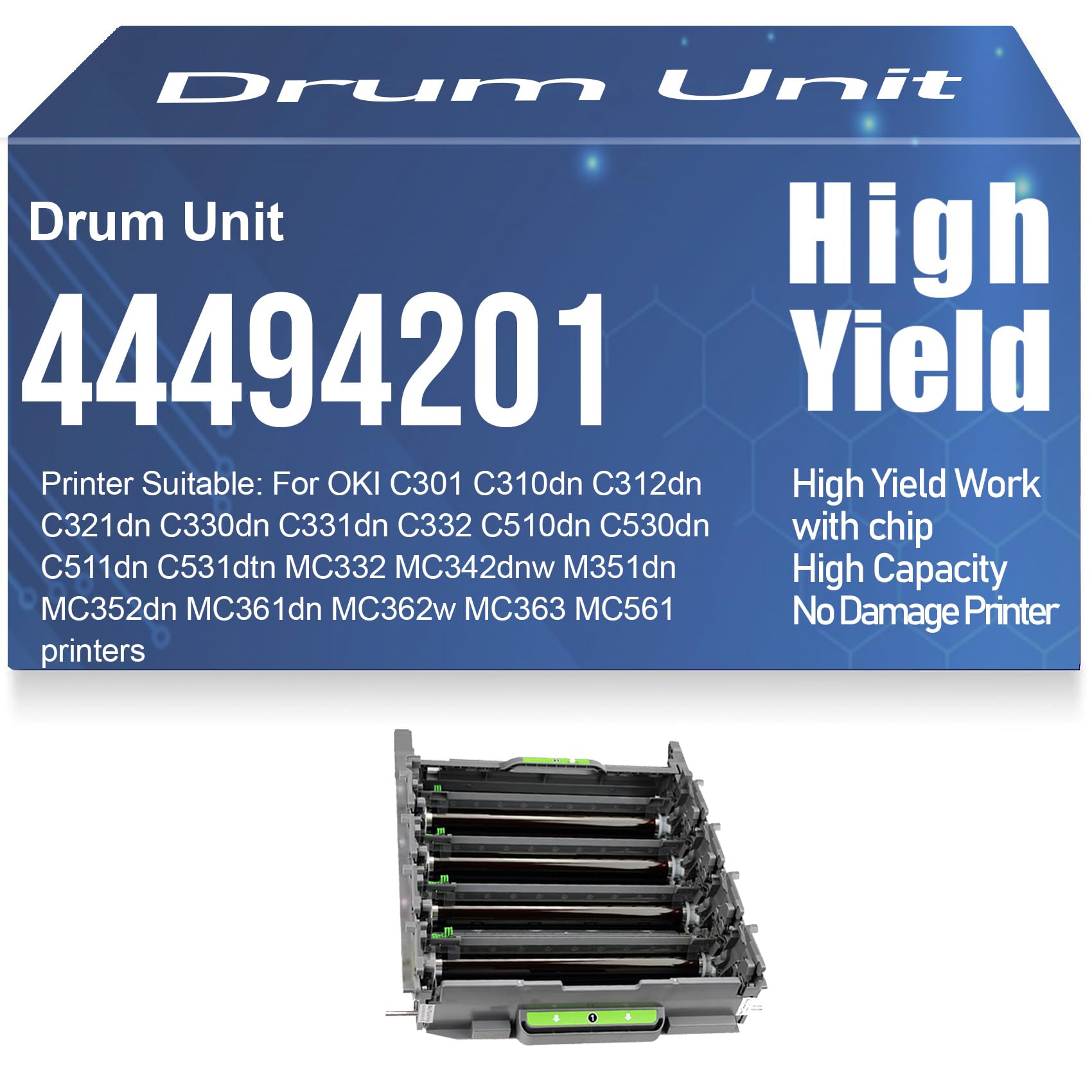 Unità tamburo C310dn C330dn C331dn Compatibile 44494201 Tamburo di stampa C510dn C530dn C511dn C531dn per OKI MC351dn MC361dn MC352dn MC561 MC562dnw MC562dn Stampanti,1PC-Black