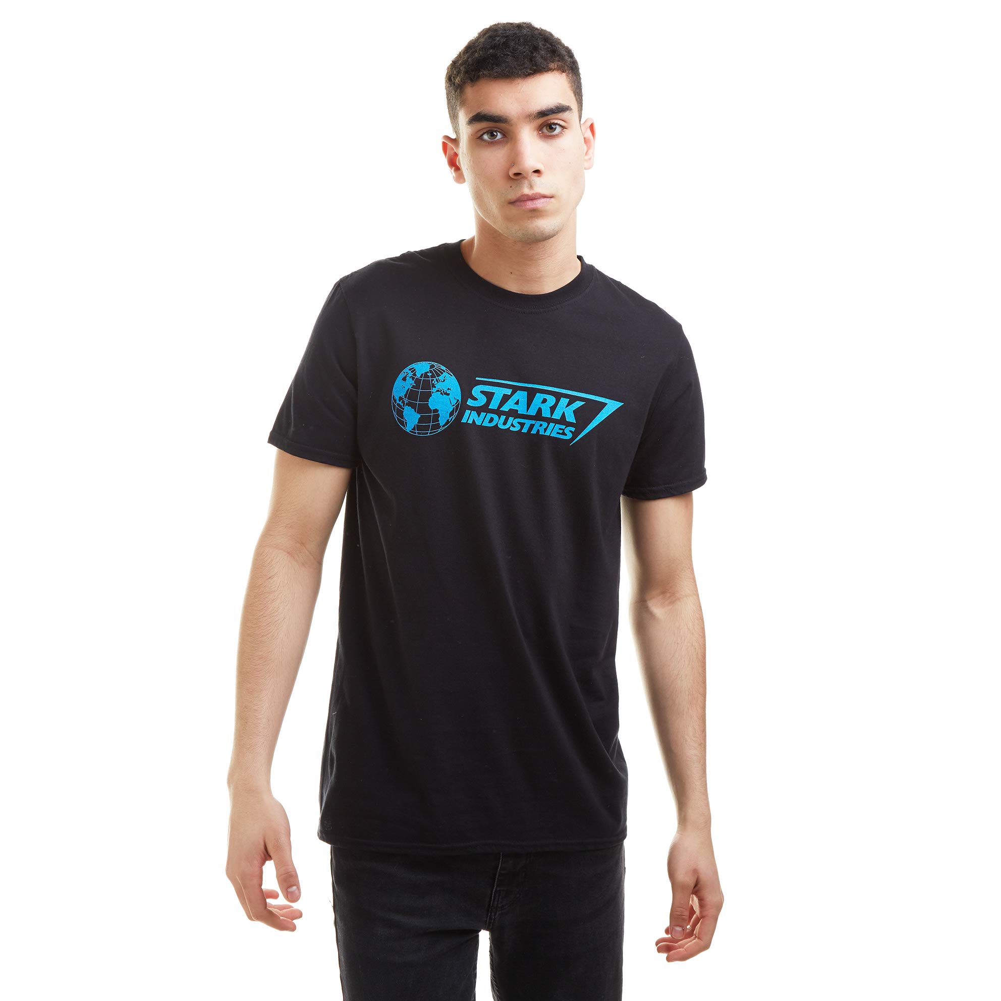 Marvel Men's Stark Logo T Shirt, Black, L UK