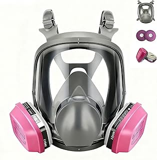 Full Face Respirator Mask, 6800 Reusable Dust Mask With 60921 & 2097 Filters, Suitable For Use With Organic Vapors, Gases, Spray Painting, Drawing, Woodworking, Welding, Sanding, Dust, And Particles.