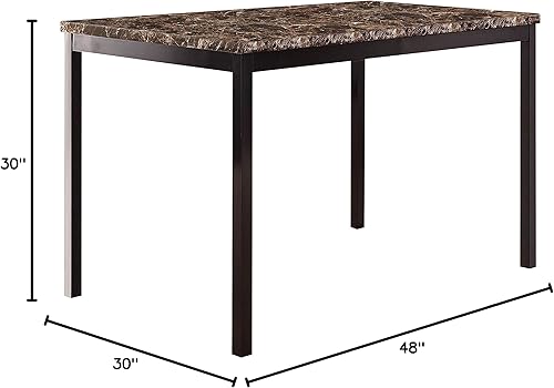 Miniatura 6 de Lexicon Archglen - Mesa de comedor de metal con parte superior de mármol sintético, marrónnegro