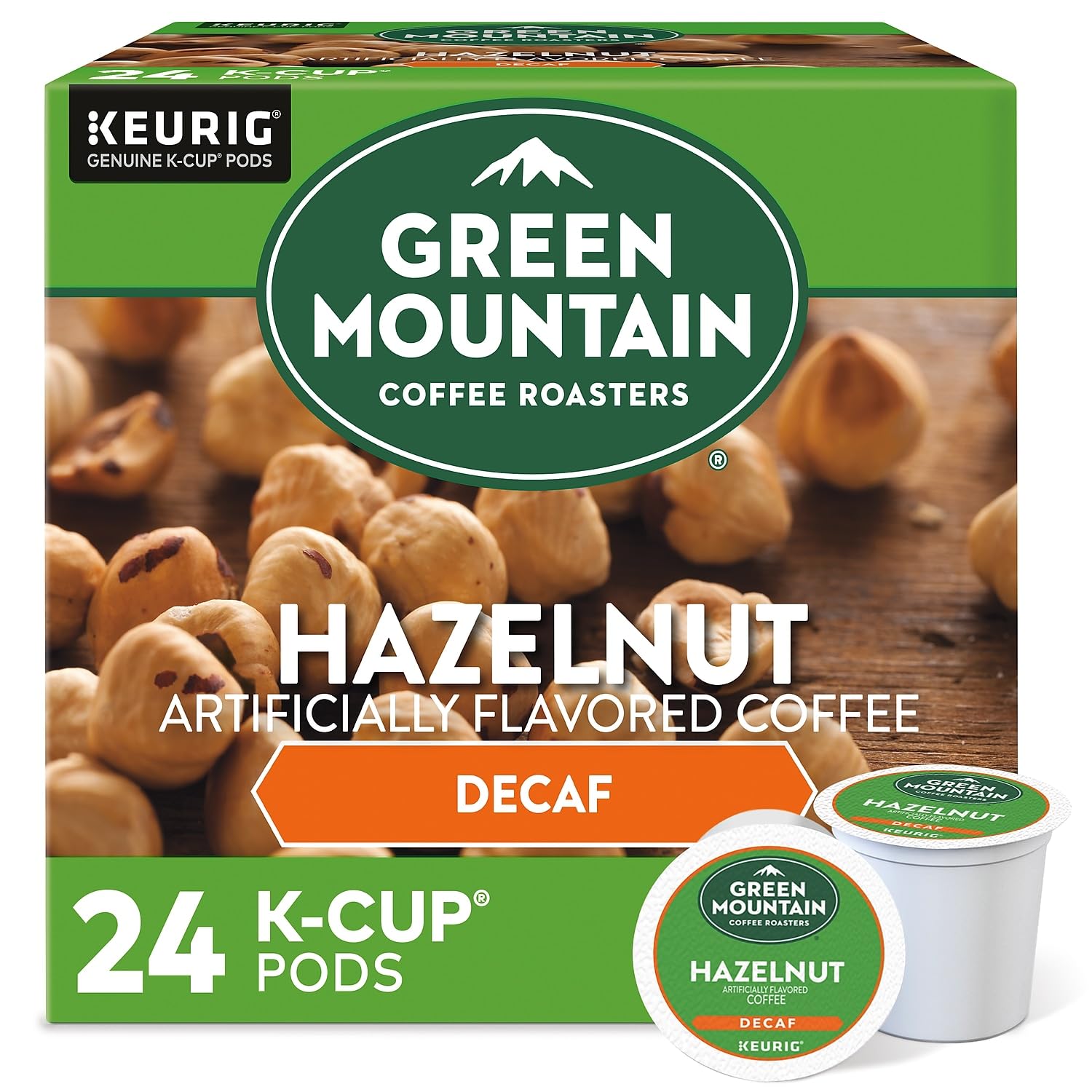 Green Mountain Hazelnut Decaf Coffee, Light Roast (77923)