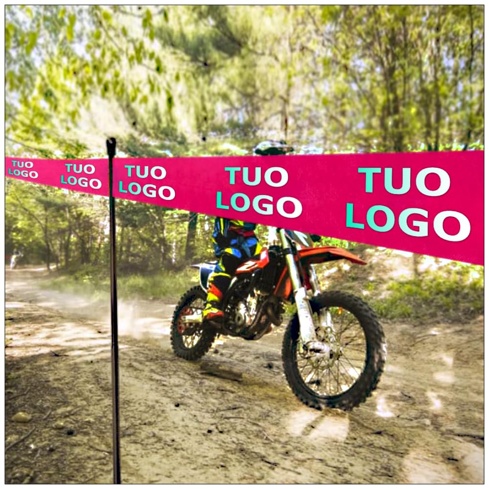Confezione 4 pz. Nastri Segnaletici in Polietilene o TNT personalizzati - Rotoli 5/8 cm varie lunghezze - Segna percorso per Eventi sportivi, Delimitazione Aree, Cantieri, Sicurezza