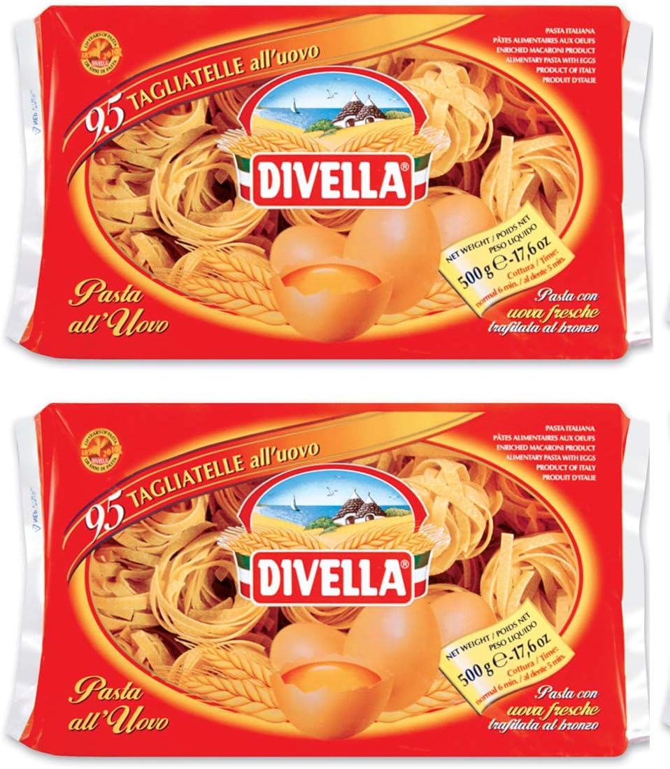 Divella Tagliatelle N95 Italian Dried Egg Pasta 1kg in 2 x 500g Packs