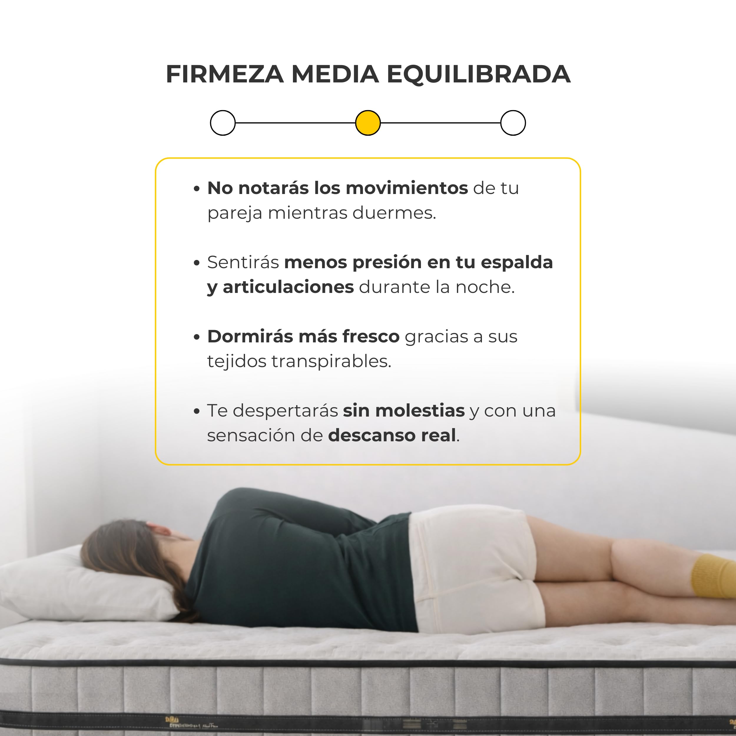 Colchón ViscoHybrid 28cm Muelles Ensacados Viscoelástica Firmeza Media 135x190
