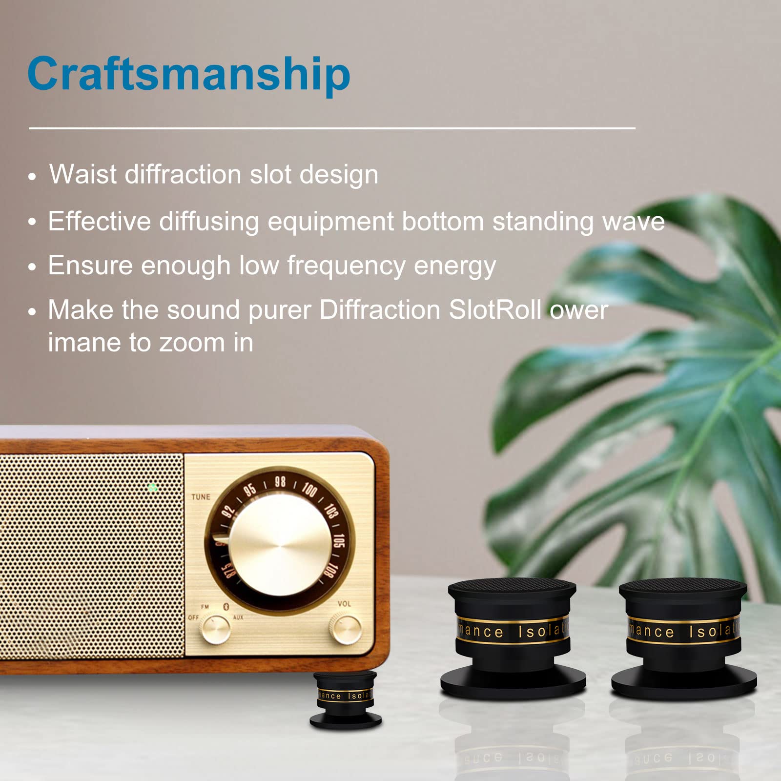 Lautsprecher Isolation Füße Aluminium Audio Füße Lautsprecher Spikes Höhe einstellbar Lautsprecher Füße Absorber Schwingungsdämpfer für HiFi Lautsprecher Audio Verstärker(45 * 33mm,Schwarz)