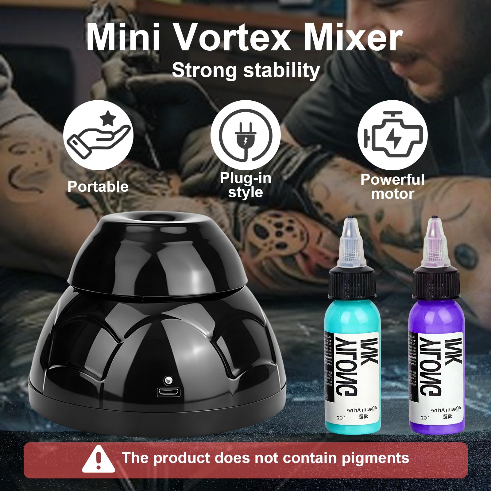 Mini Mezclador Vortex, 5200 RPM Mini Mezclador de Vórtice para Salones de Uñas, Agitador Vortex para Mezcla de Laboratorio, Esmalte de Uñas, Tinta de Tatuaje, Mezcla de Pinturas Acrílicas
