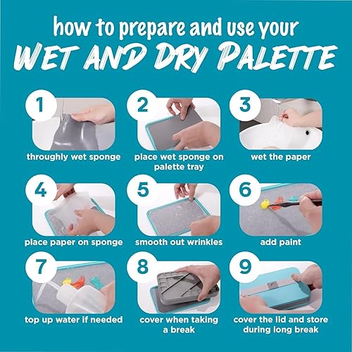 Miniatura 2 de Paleta Stay Wet para pintura en miniatura y acrílica, tapa hermética, sistema de triple bandeja, papel antirizo, esponja gris neutro, 16 pozos de