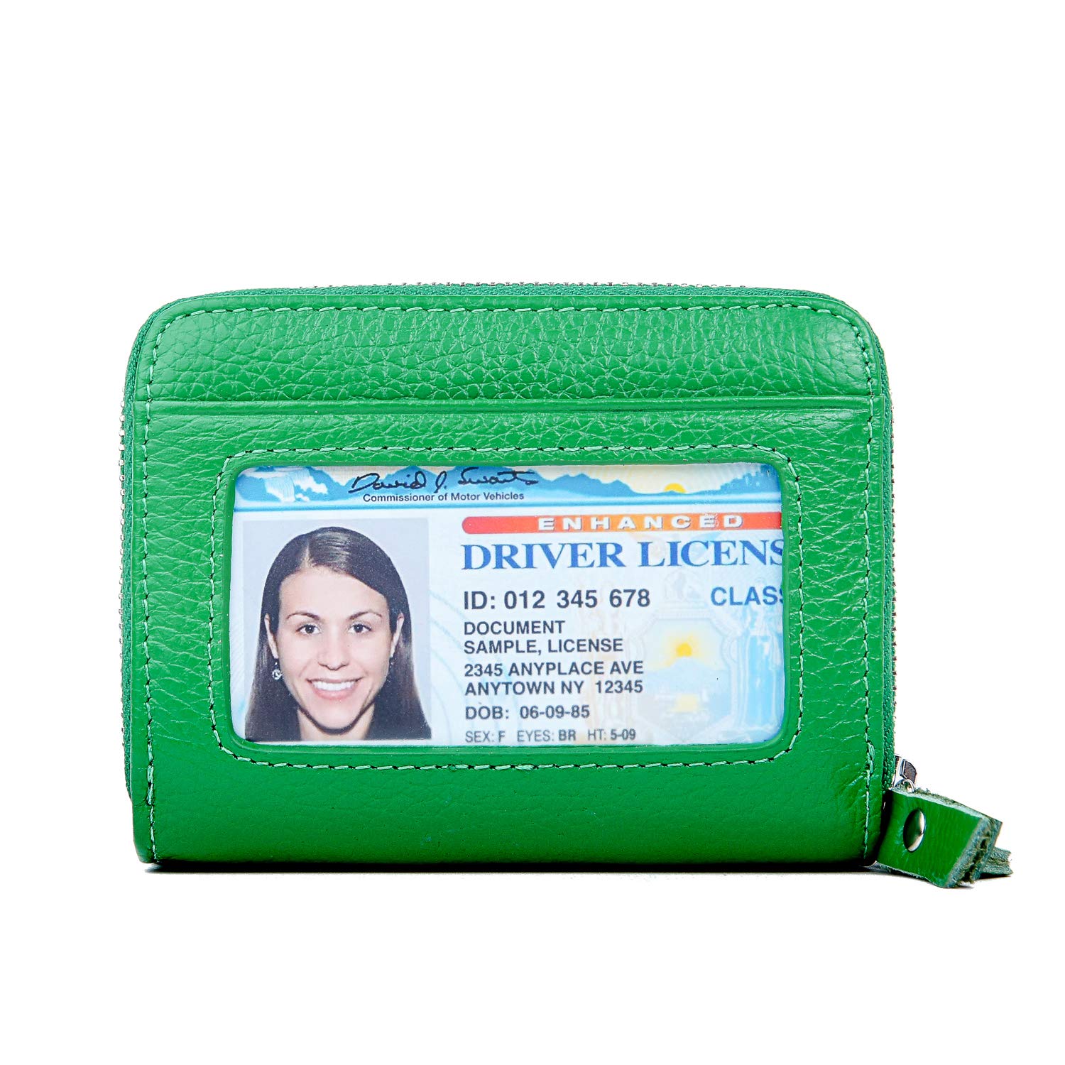 KALMORE Wallets for Women Genuine Leather Double Zipper RFID Blocking Purse with Coin Pocket, Cardholder and ID Window