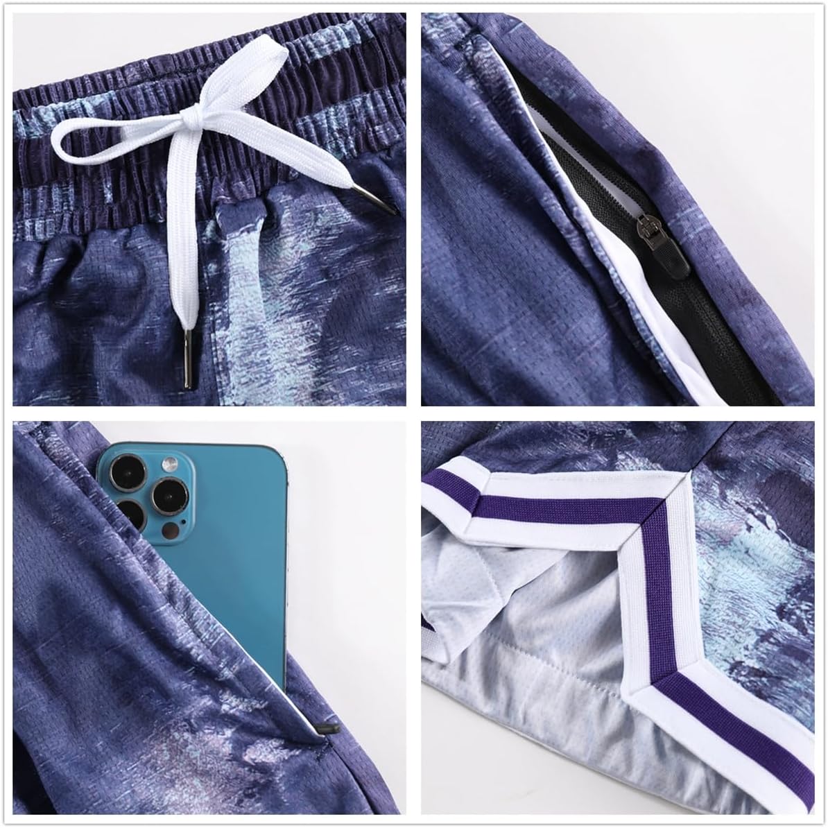 OPALOS 3 Pack Basketball Shorts for Men with Zipper Pockets,Active Athletic Shorts - Image 4