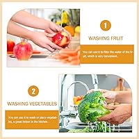 Vista 3 de Mobestech Manija de lavabo de plástico Manual para capa Cesta beige Lavado de frutas Drenaje de verduras Colador de utensilios Lavado de doble capa