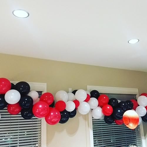 Miniatura 4 de KADBANER Globos de látex negro, blanco y rojo, paquete de 100, globos de látex de 12 pulgadas