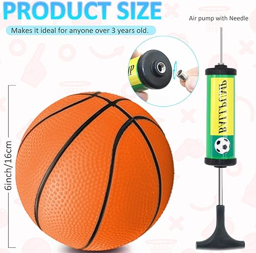 Miniatura 20 de Juego de 40 mini pelotas de baloncesto inflables de 6 pulgadas, juego de baloncesto pequeño de PVC para colocar sobre la puerta, juegos de aro