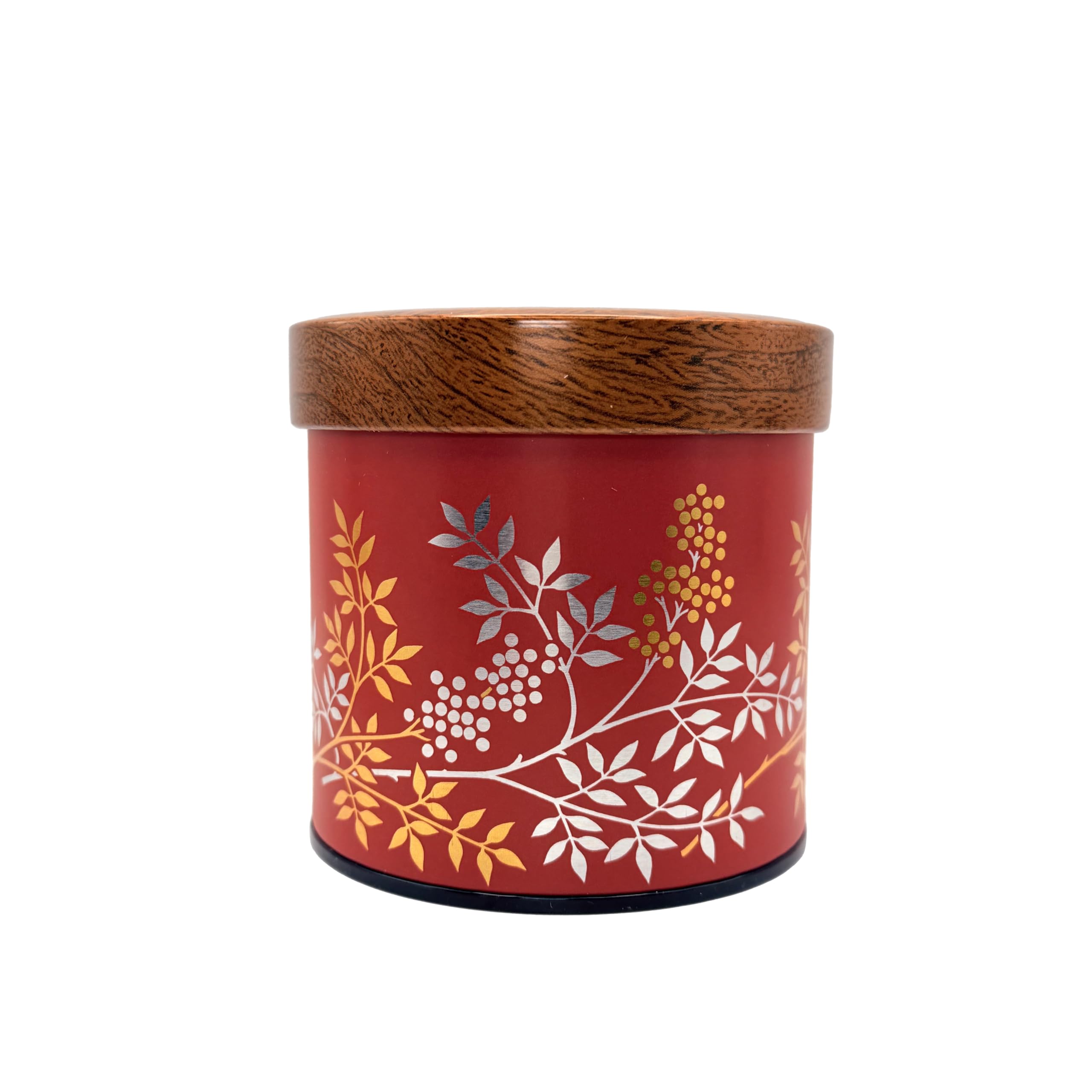 Tea Tin Canister with Airtight Double Lid, 14oz Floral Tea Caddy for Loose Leaf Tea, Coffee Bean, Spice Storage, Kitchen Decor Gift (Red)