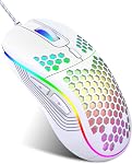 Souris de jeu filaire, conception de souris ergonomique de souris avec ordinateur RGB Feu arrière, 6 Boutons, 7200 ajustable DPI pour PC/Mac/Laptop
