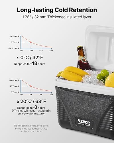 Miniatura 3 de VEVOR Portable Cooler, Lightweight Rigid Material Insulated Portable Cooler, Suitable for Family Picnics and Long Trips