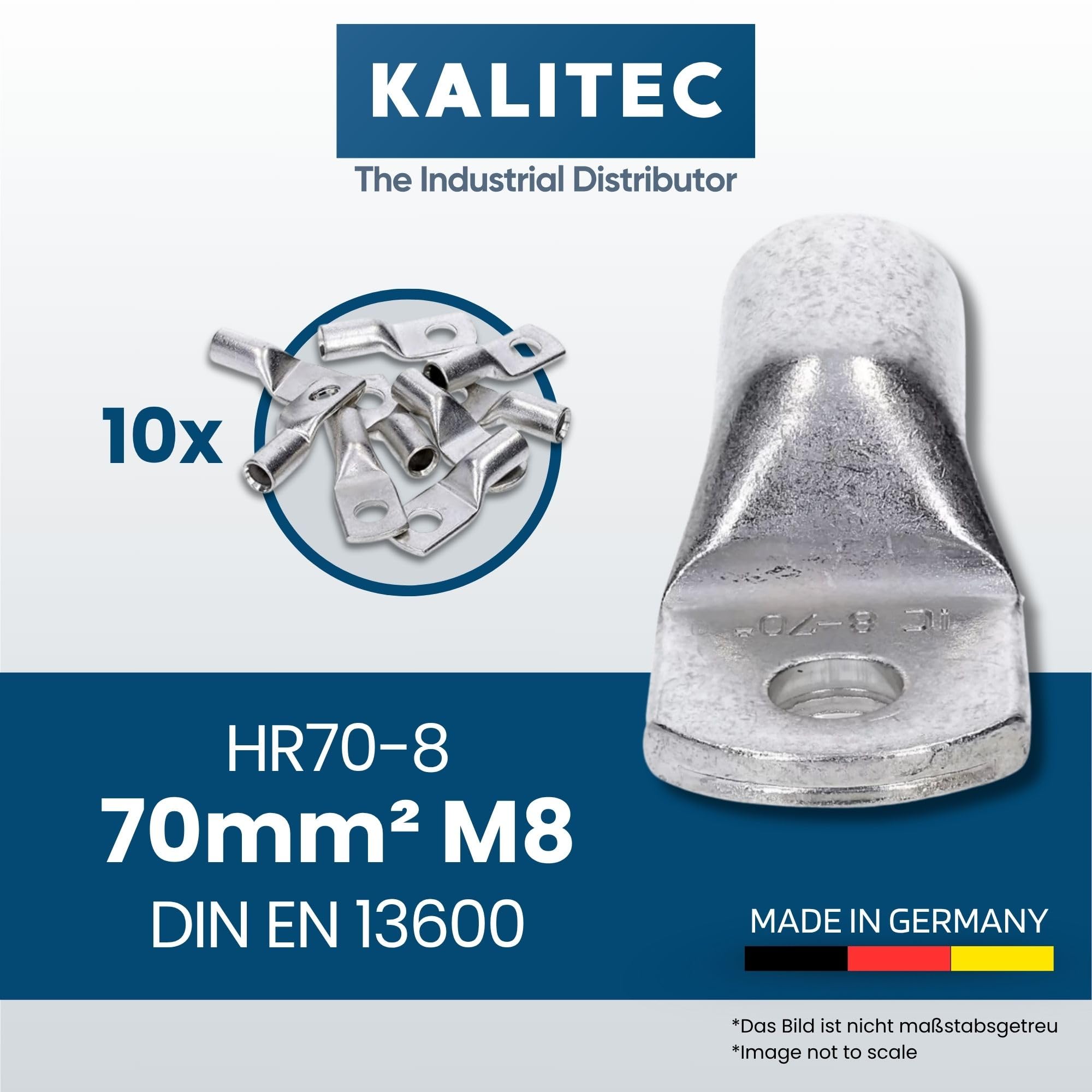 100 Stuks Kalitec AE2508BLSB Adereindhulzen Geïsoleerd 2,5 Mm² 8 Mm 8 Mm Lang Blauw I Made In Germany I Industriele Kwaliteit