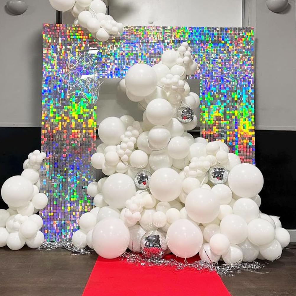 COKAOBE Shimmer muur achtergrond zwarte pailletten achtergrond 24 stuks decoratie panelen, foto achtergronden voor verjaardag, verjaardag bruiloft