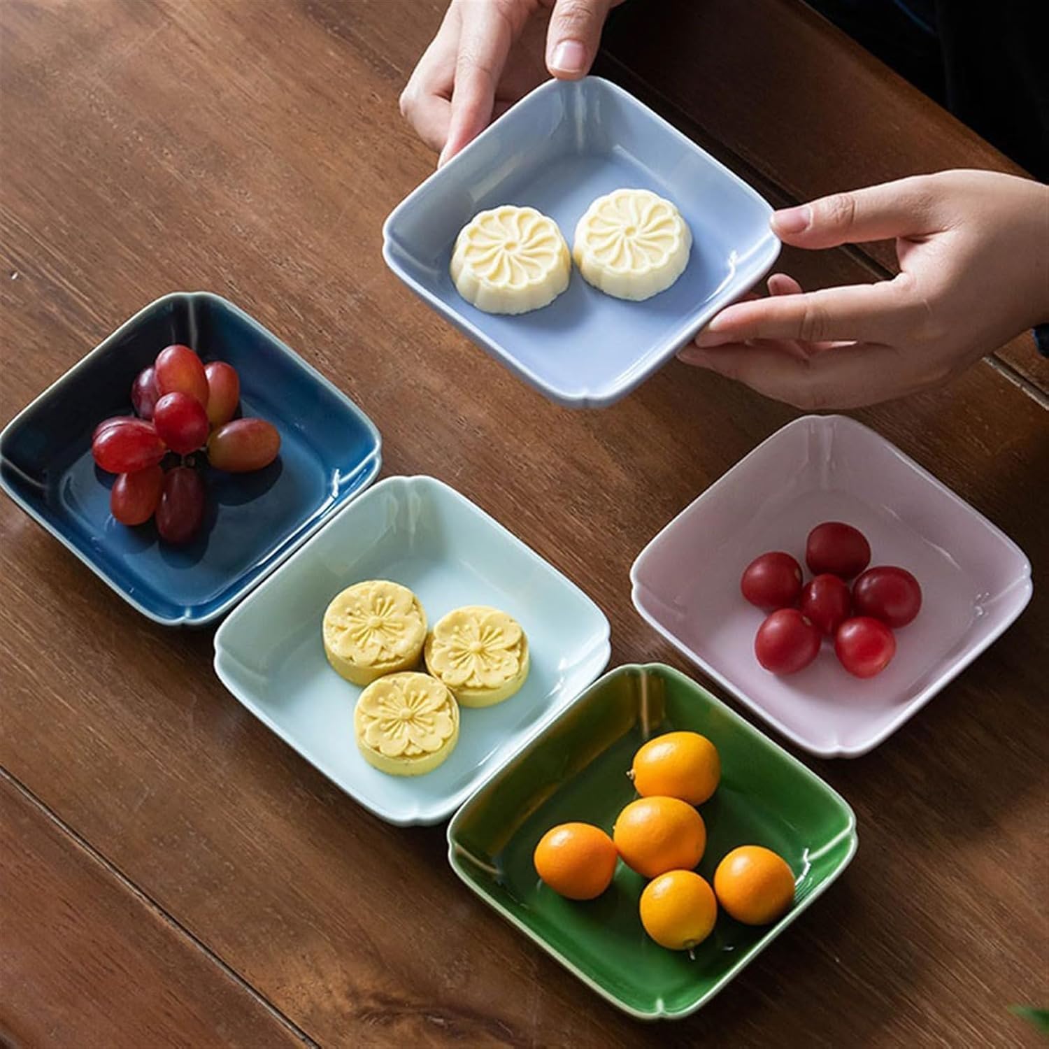Soßenschale, Sojasauce Gerichte Haushalt Keramik Obstteller Snack Tee Quadratische Gewürz-Dip-Untertasse