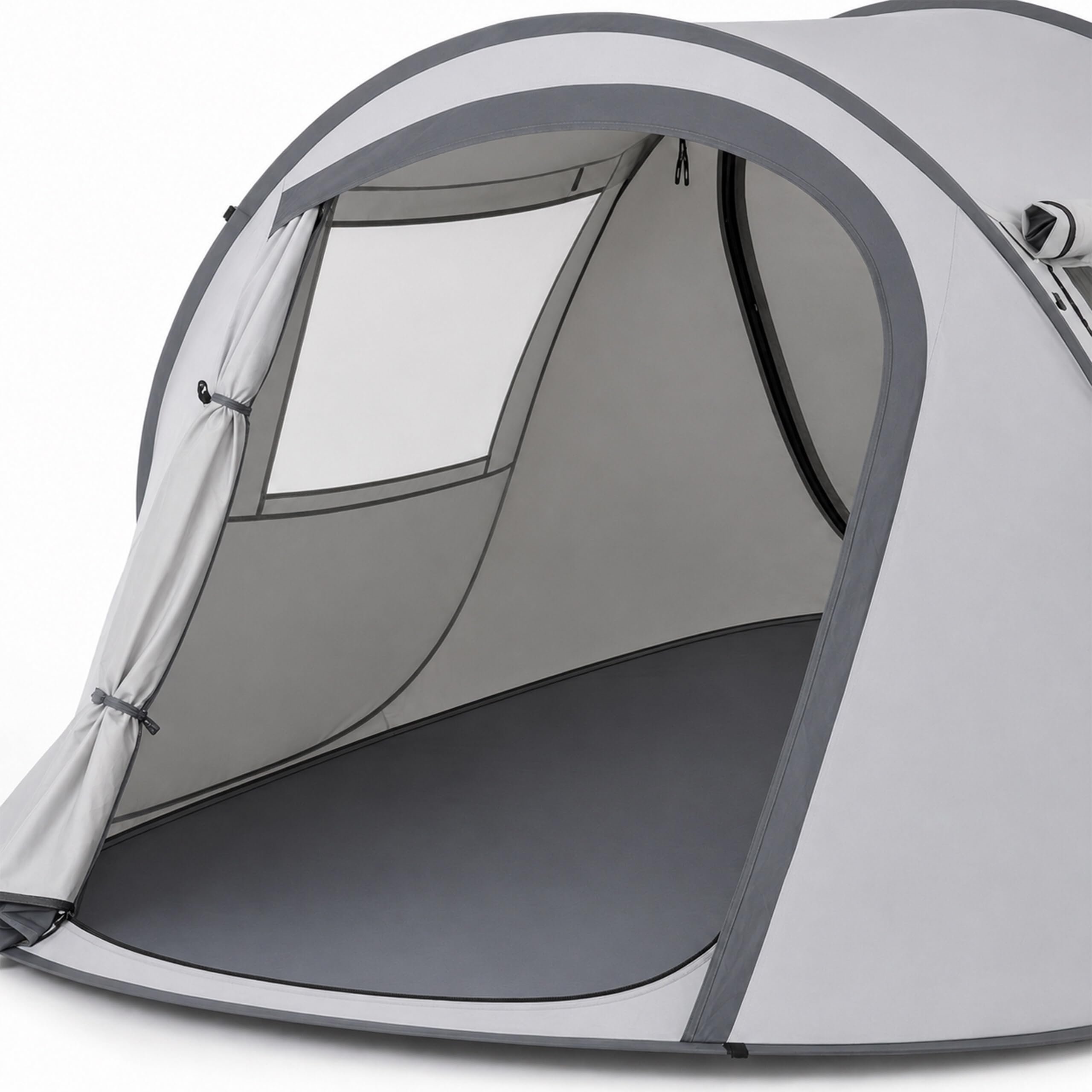 Relaxdays Tente Pop-up, 2-3 Personnes, Protection UV, moustiquaire, Grise | H x L x P : 105 x 245 x 150 cm