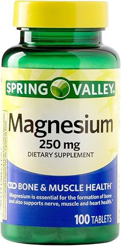 Miniatura 6 de Spring Valley - Tabletas de magnesio de 250 mg, 100 tabletas para la salud ósea y muscular, tabletas de magnesio, suplemento dietético + organizador