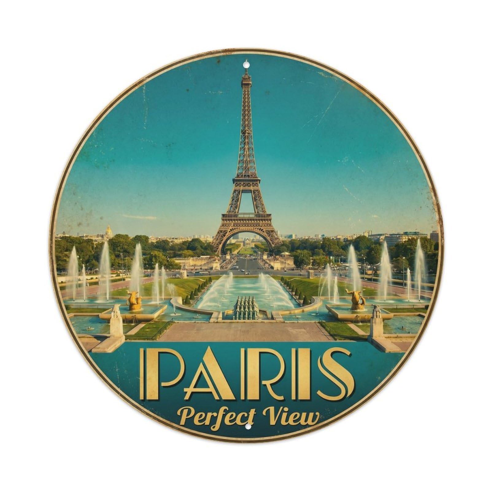 Vintage Travel Paris Trocadero Viewpoint Metal Tin Sign Plaque