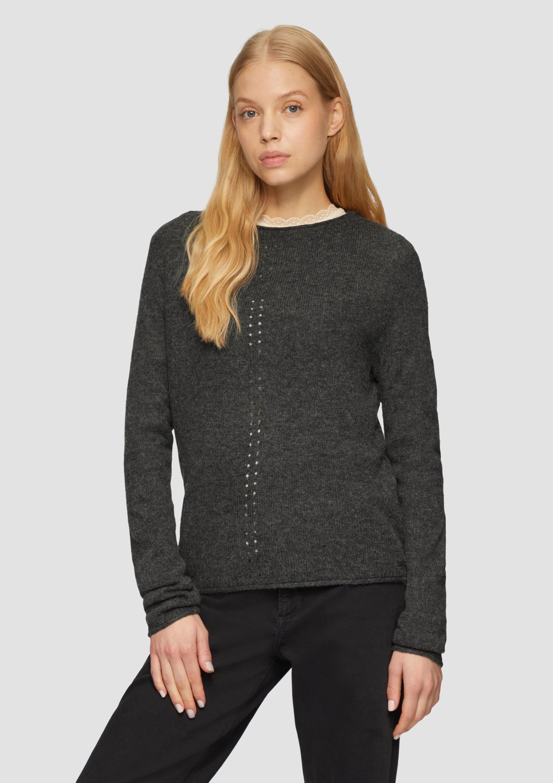 QS 2158408 Jersey de Punto con Cuello Alto y Bordes de Tortuga Mujer (Pack de 1)