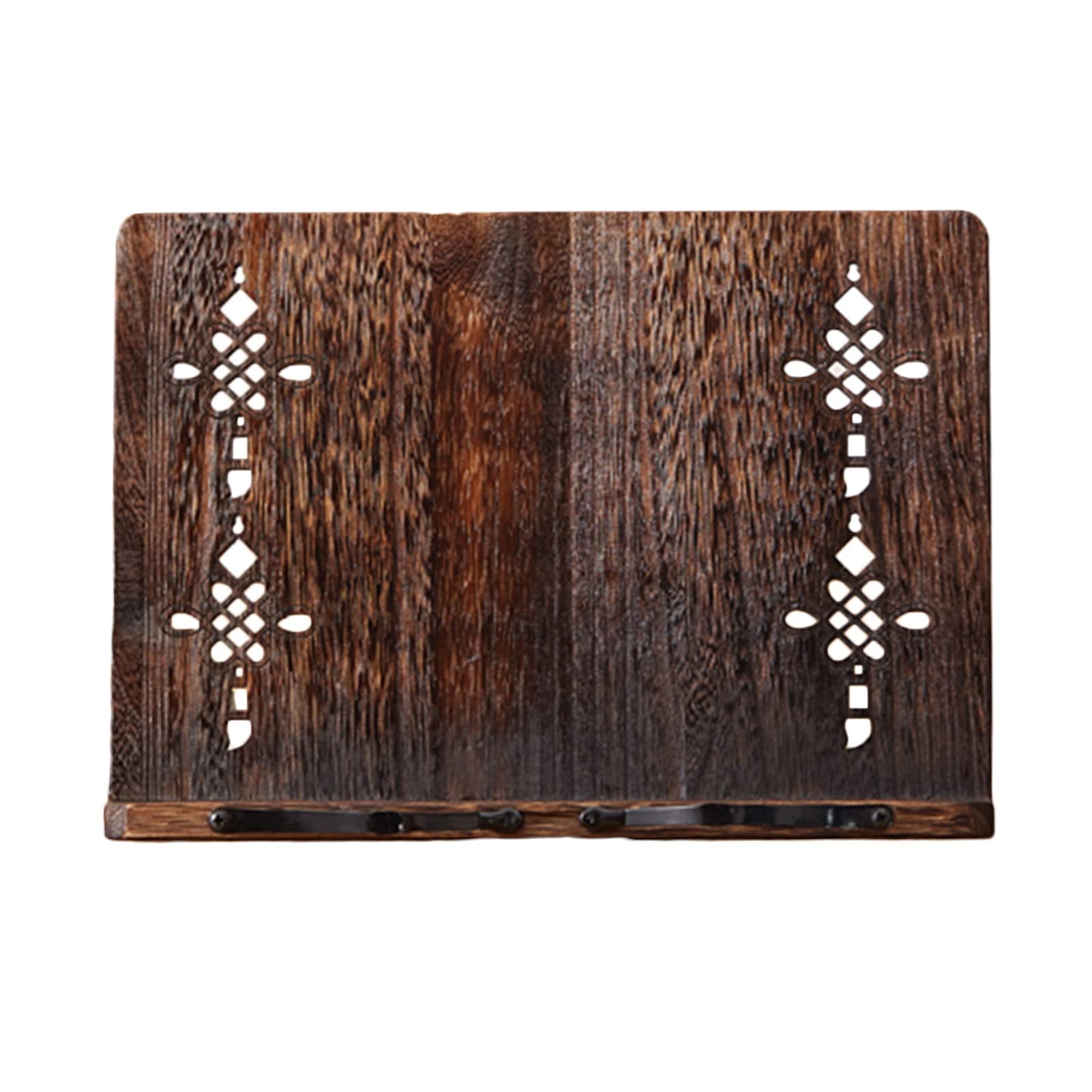 Liu- Supporto da Lettura da Tavolo in Legno Rustico con Motivo A Nodo Cinese Cavo, Supporto Ad Angolo Regolabile per Spartiti Libri di Testo Tablet PC Phone Cookbook (Size : L)