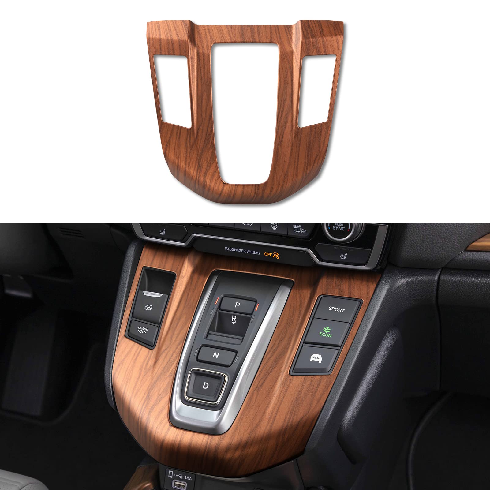 BRMYL Gear Shift Panel for Honda CRV 2017 2018 2019 2020 2021 2022 Accessories CR-V Peach Wood Grain Stickers LX EX EX-L (Hybrid Version)