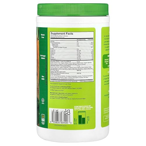 Miniatura 2 de Amazing Grass zacate de trigo en polvo orgánico, 60 Raciones, recipiente de 17-ounce