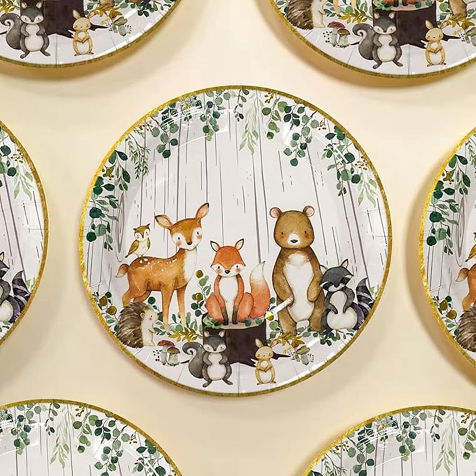 Jungle Safari Vaisselle Anniversaire Enfant – Kit 10 Personnes : Assiettes, Gobelets, Serviettes Papier Animaux Forêt / Jungle Thème