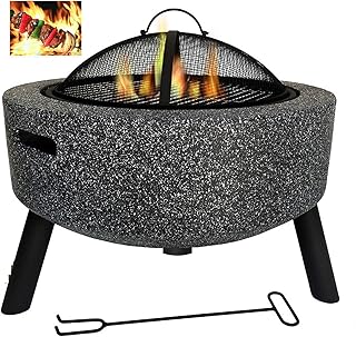 Small Fire Pit, Outdoor Fire Pits Table Top Fire Pit Outdoor Heaters & Fire Pit BBQ Grill Firepit Bowl Backyard Patio Garden Fireplace with Grill Grate for Camping/Outdoor Heating