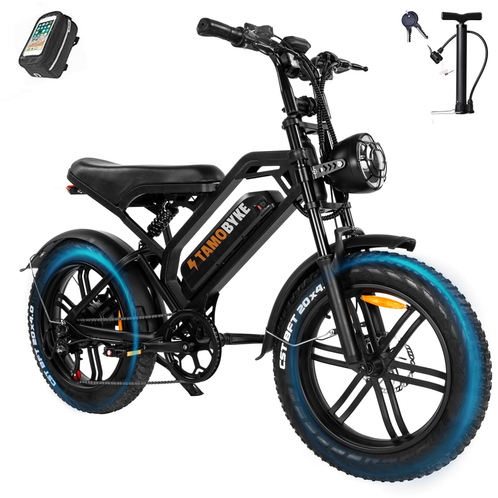 Moped Style 1500W/2000W Electric Bike,30mph/33mph Ebike&34-180Miles PAS Range,48V15.6ah/18.2ah/ (874Wh) Larger Battery, 20'' Fat Tire Electric Bike for Adults,UL Safety Certified.