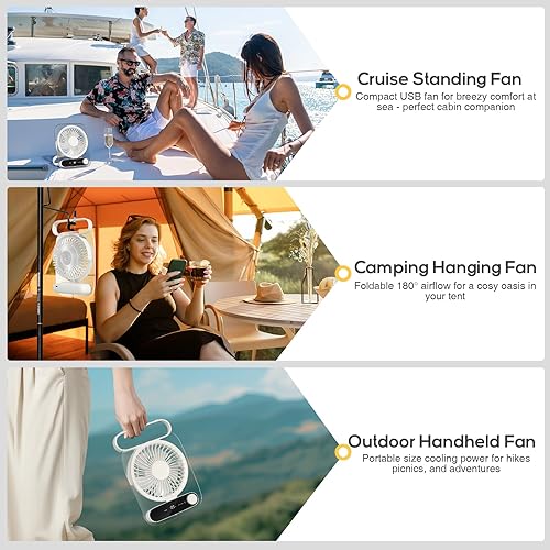 Miniatura 2 de Ventilador de escritorio portátil Ventilador personal pequeño recargable por USB, funciona con pilas con velocidades variables, ultra silencioso