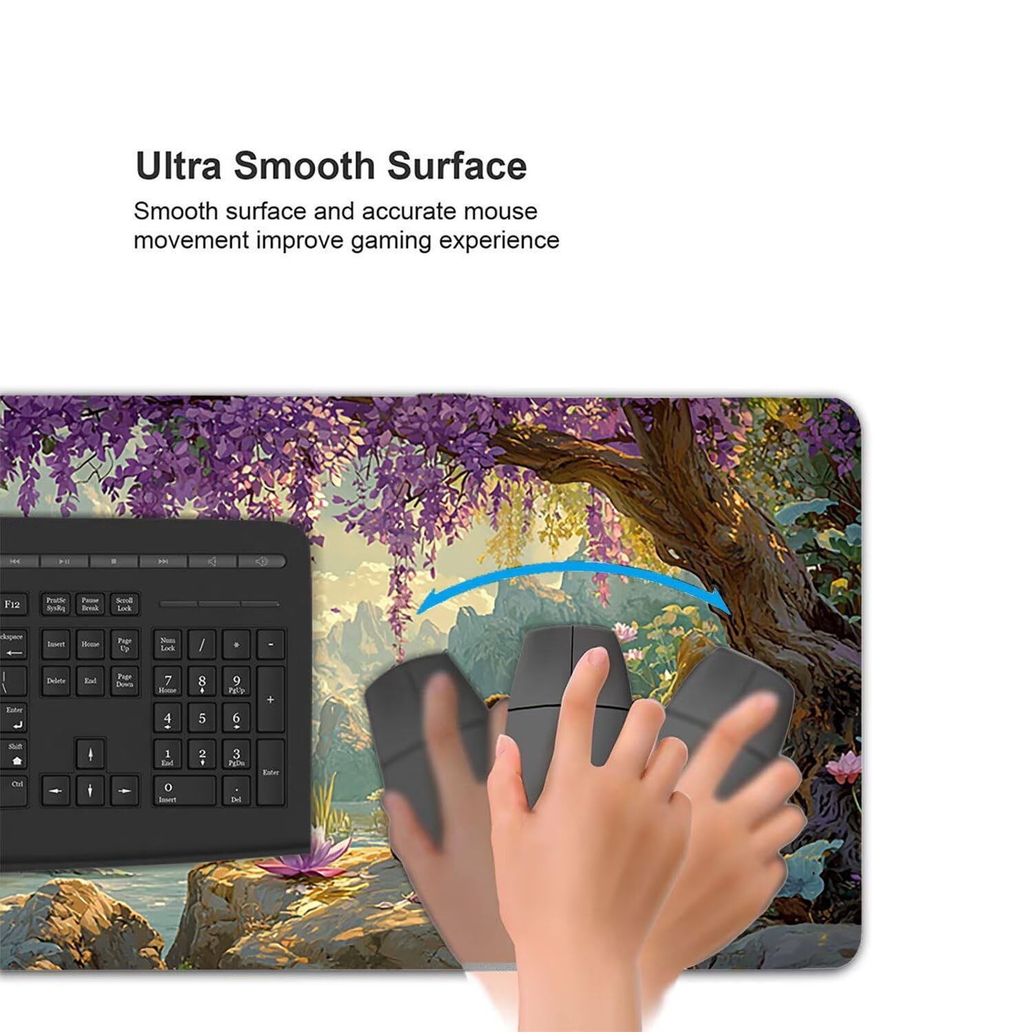 Podkładka pod mysz do gier XXL Mousepad 1000 x 500 mm, duża podkładka pod biurko z antypoślizgową gumową podstawą dla graczy, poprawia precyzję i szybkość (krajobraz Panda) X-927