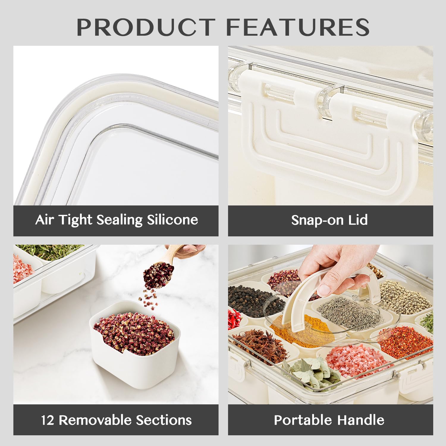 Joyddo Divided Serving Tray With Lid,Snack Box With 8 Compartments