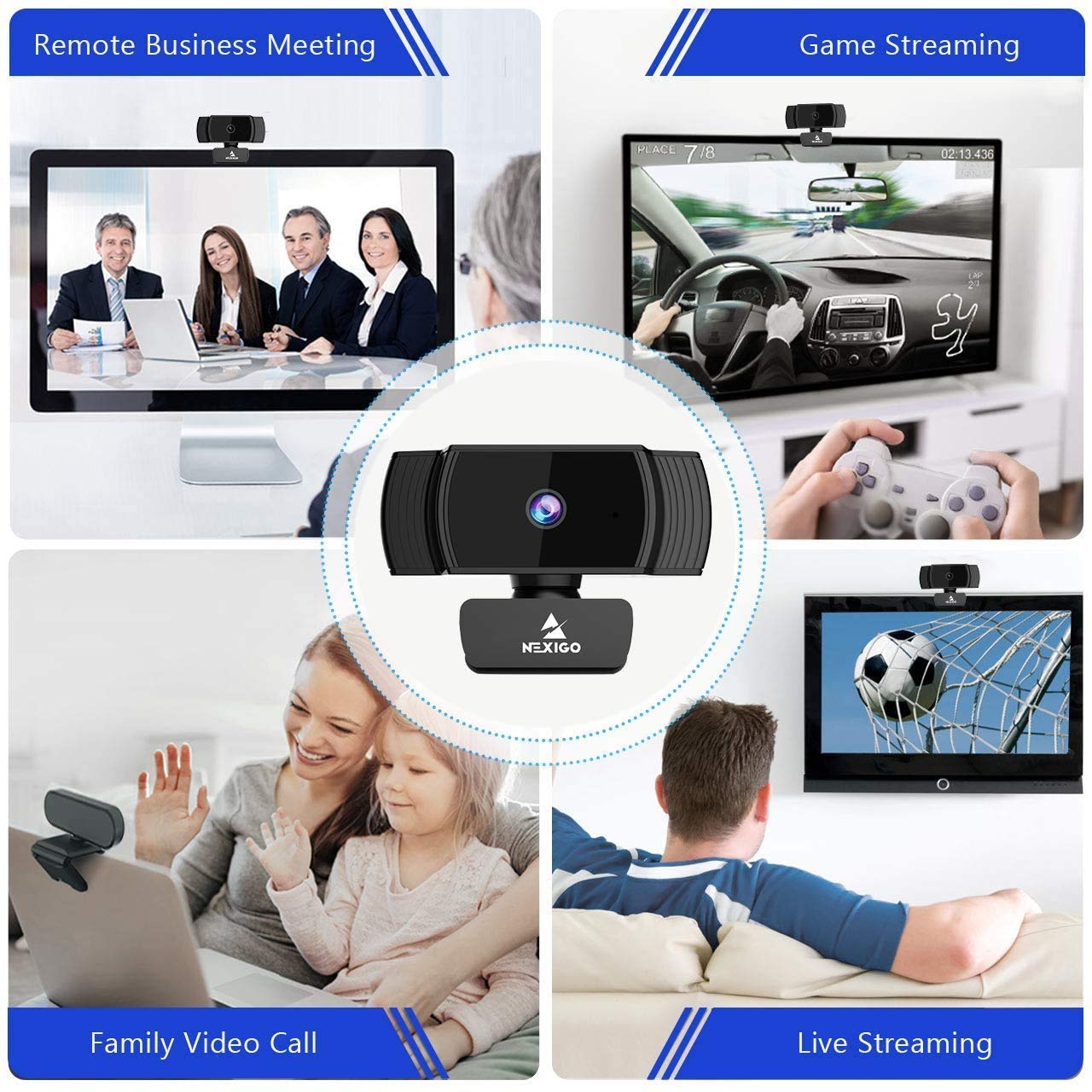NexiGo Zoom Certified, N950P (Gen 2) 4K Zoomable Webcam, RF Remote, Sony_Starvis Sensor, 5X Digital Zoom, Pro Web Camera with Dual Stereo Mics