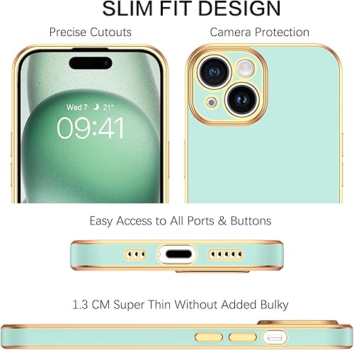 Miniatura 3 de BENTOBEN Funda compatible con iPhone 15 de 6.1 pulgadas 2023, ajuste delgado, dorado, de lujo, de poliuretano termoplástico, a prueba de golpes,