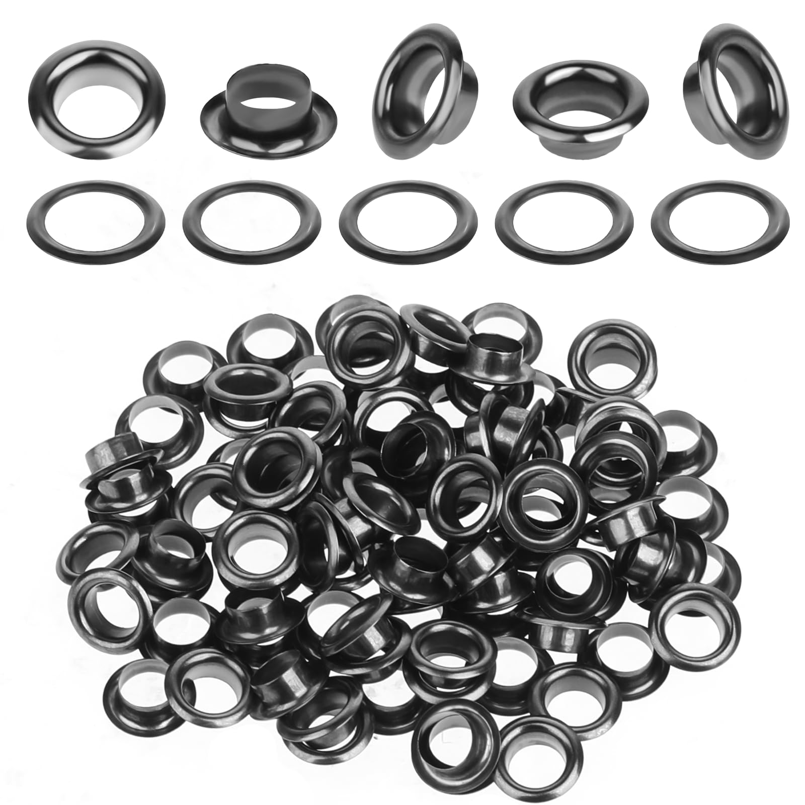Jeffdad 100 Sets Grommets Kit Metal Eyelets, 1/4 Inch Eyelets and Grommets Kit, Metal Eyelets with Washers for Canvas Shoes Clothing Bead Cores Fabric Leather and Bag