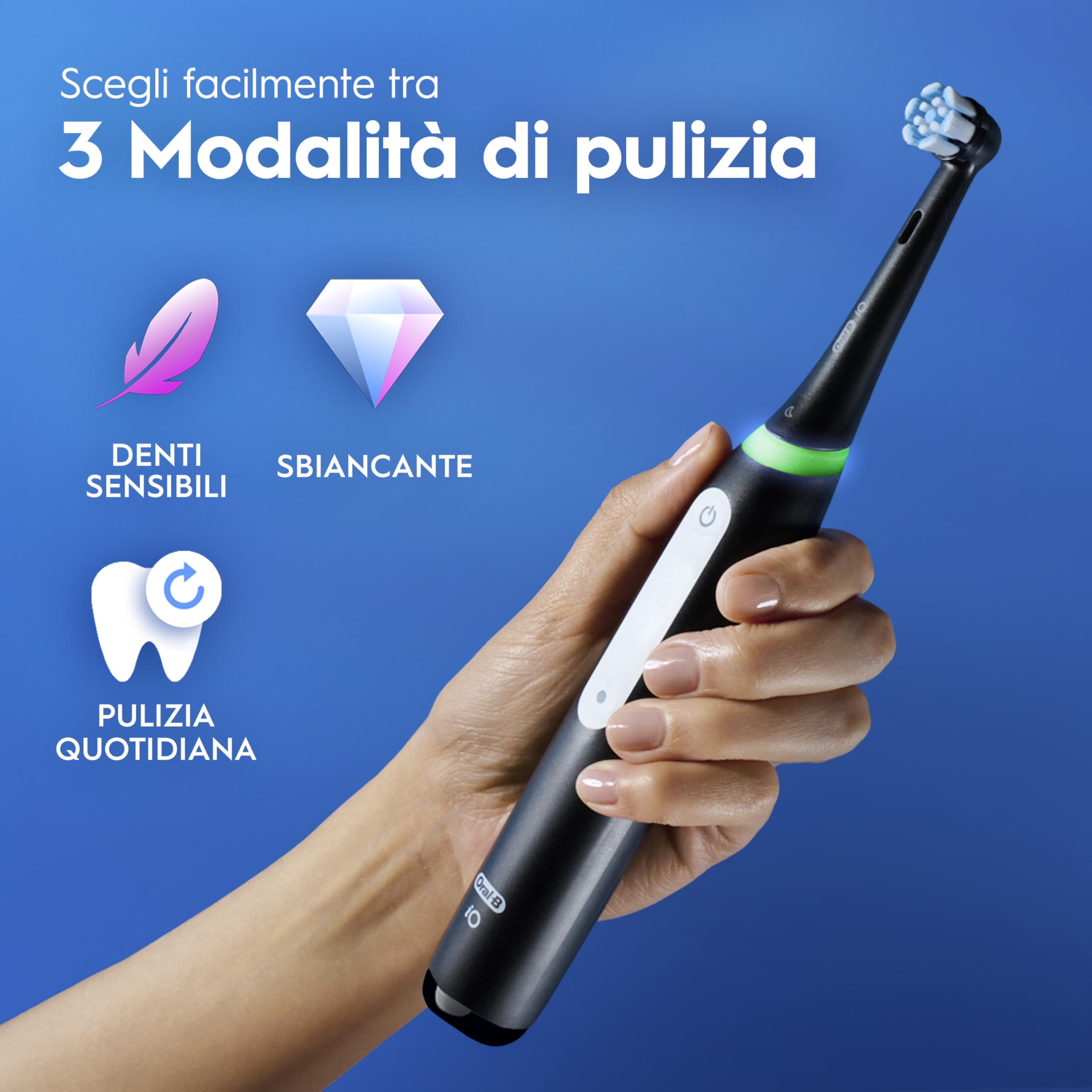 Oral-B Spazzolino Elettrico Ricaricabile iO 3N Nero, 1 Testina Di Ricambio, 1 Spazzolino Elettrico Oral B + 1 Dentifricio Gengive & Smalto Pro-Repair Classico 75ml