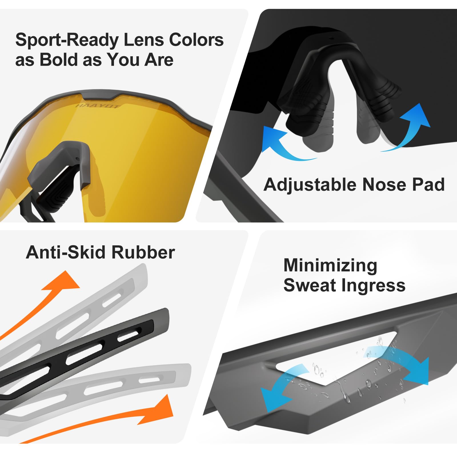 HAAYOT Gafas de sol deportivas polarizadas para hombres, mujeres, jóvenes, béisbol, ciclismo, correr, sóftbol, ciclismo, 5 lentes