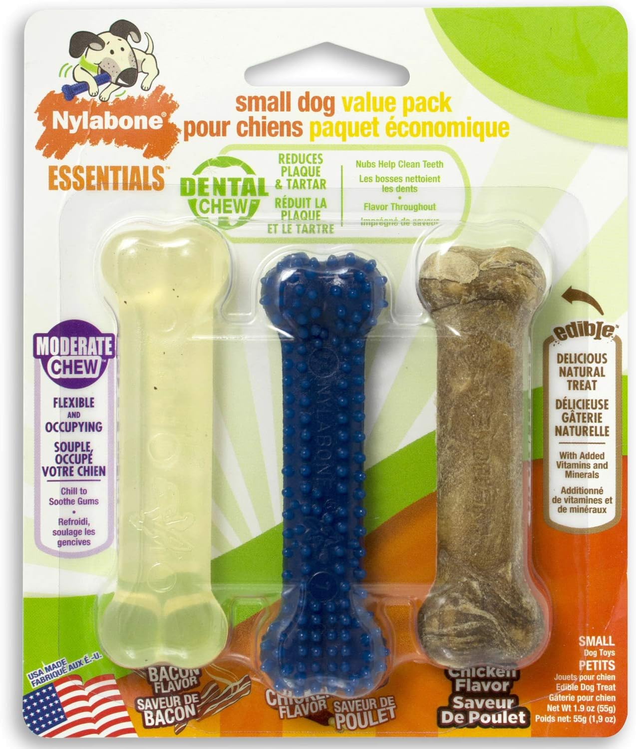 Nylabone Extra Small Dog Chew Toy Value - 3 Pack