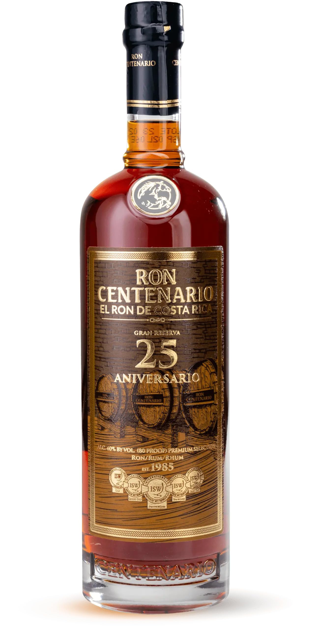 Ron Centenario Gran Reserva 25 Aniversario | Hergestellt im Solera-Verfahren und liebevoller Handarbeit | Ausgezeichnet mit der Silbermedaille beim German Rum Award |700ml