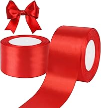 Satinband Rot 50mm, Breit Dekoration Geschenkband, 44m Dekoration Geschenkband Breit Schleifenband Stoffband Bänder für Geschenkverpackungen, Weihnachten, Hochzeit (22M/Rolle)