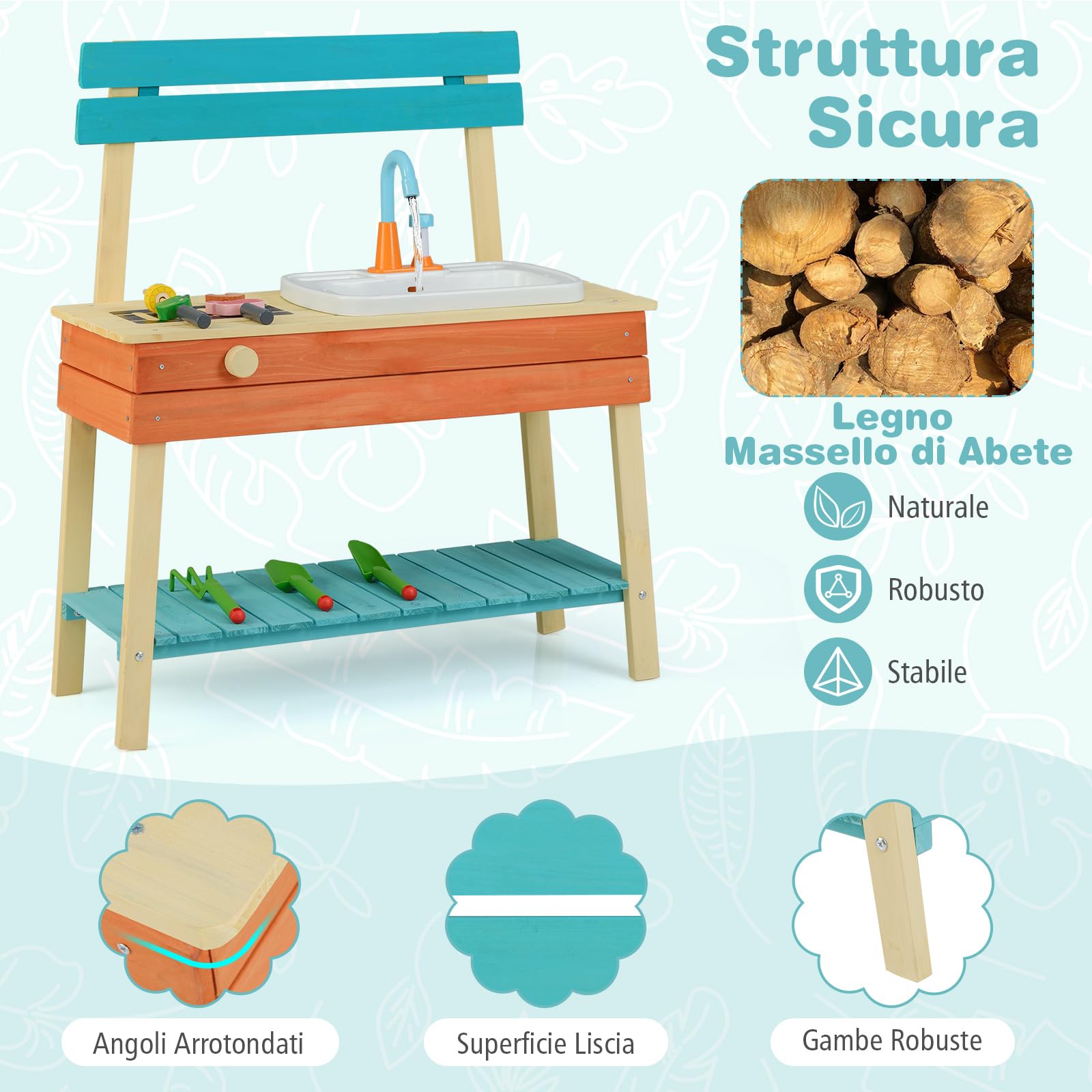 COSTWAY Cucina Giocattolo per Bambini, per Bambini 3-8 Anni